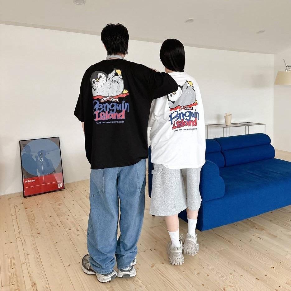 #C334 Penguin Island T-shirt - Idiot Sandwich Apparel Limited - 