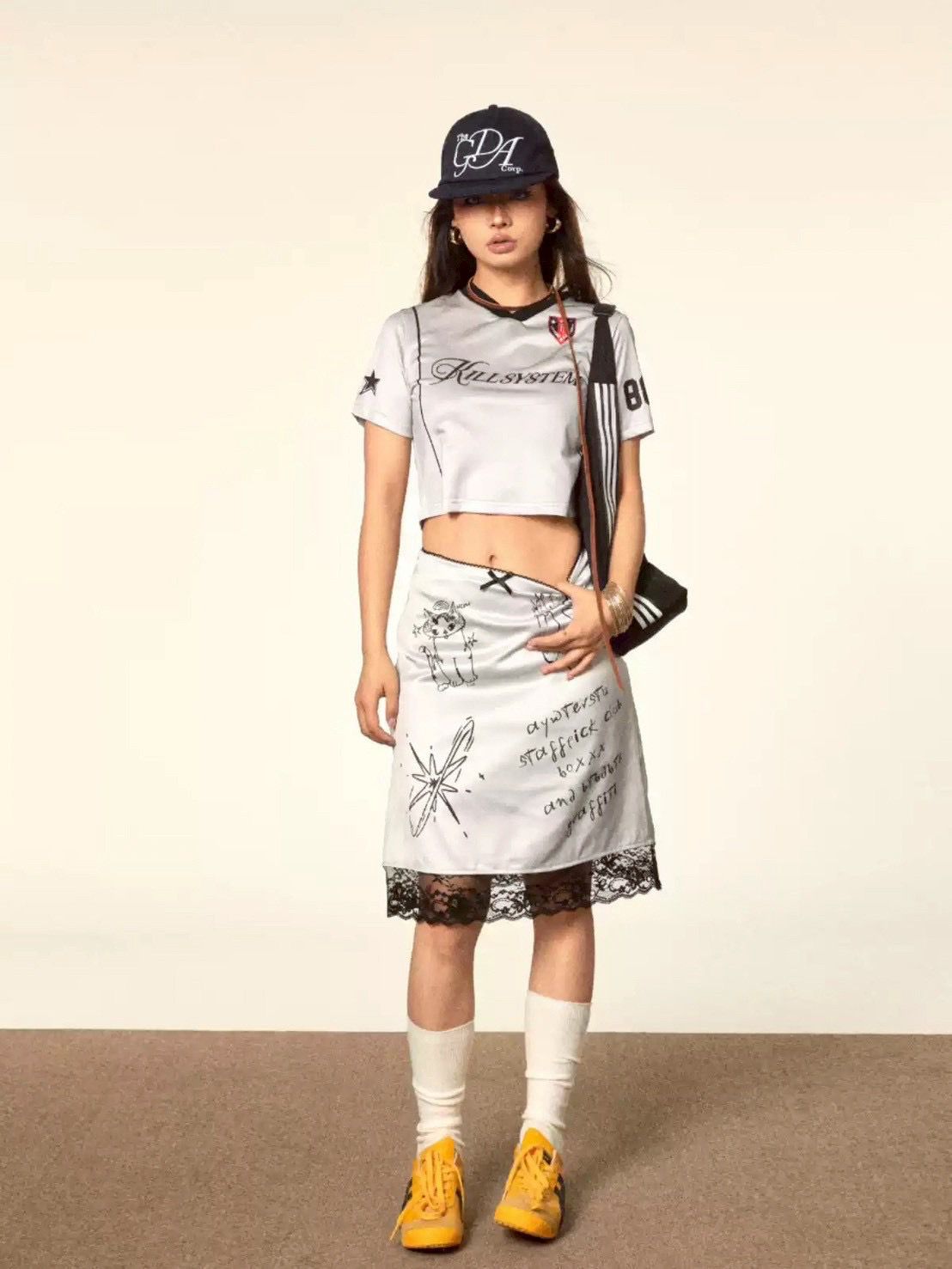#C347 Kill System 88 Satin Crop Top - Idiot Sandwich Apparel Limited - 