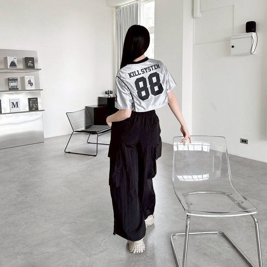 #C347 Kill System 88 Satin Crop Top - Idiot Sandwich Apparel Limited - 