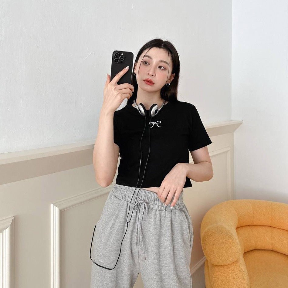 C384 Ribbon Crop Top - Idiot Sandwich Apparel Limited - 