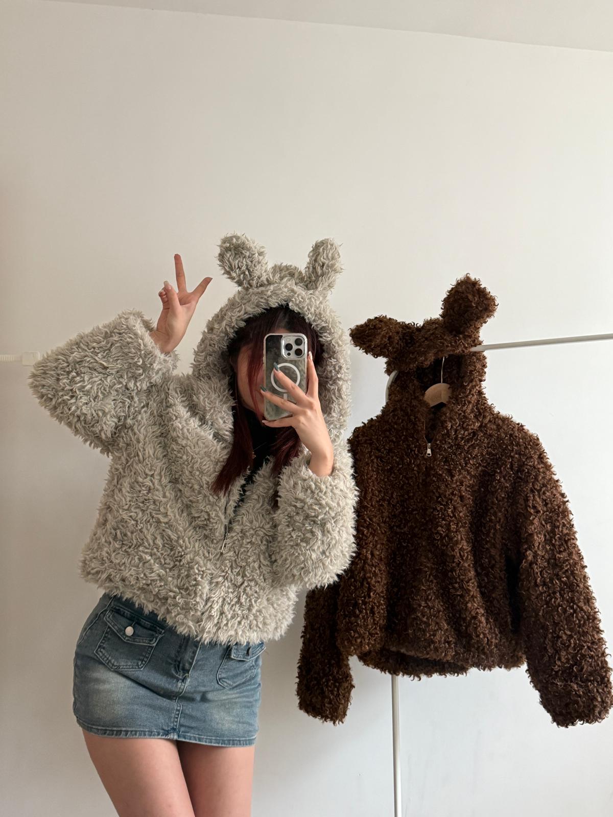 #IS69 Rabbit Ear Fluffy Hoodie - Idiot Sandwich HK - 