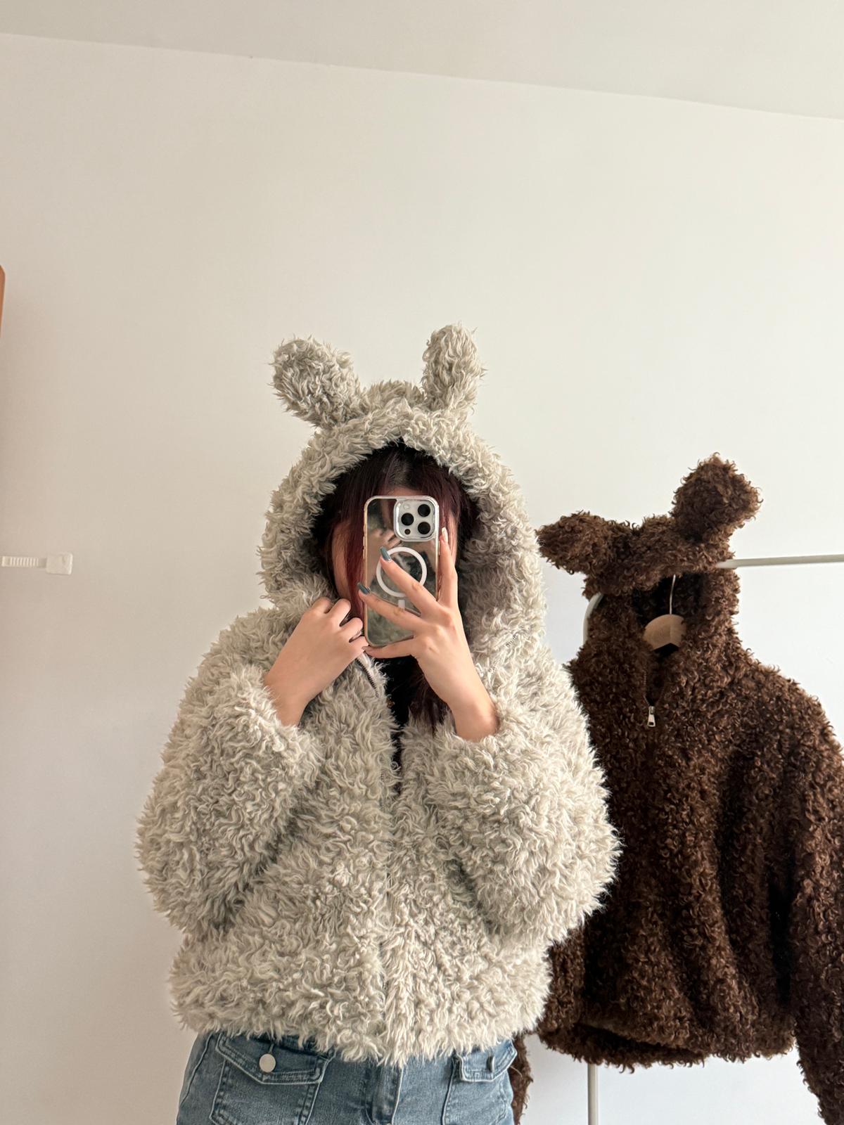 #IS69 Rabbit Ear Fluffy Hoodie - Idiot Sandwich HK - 