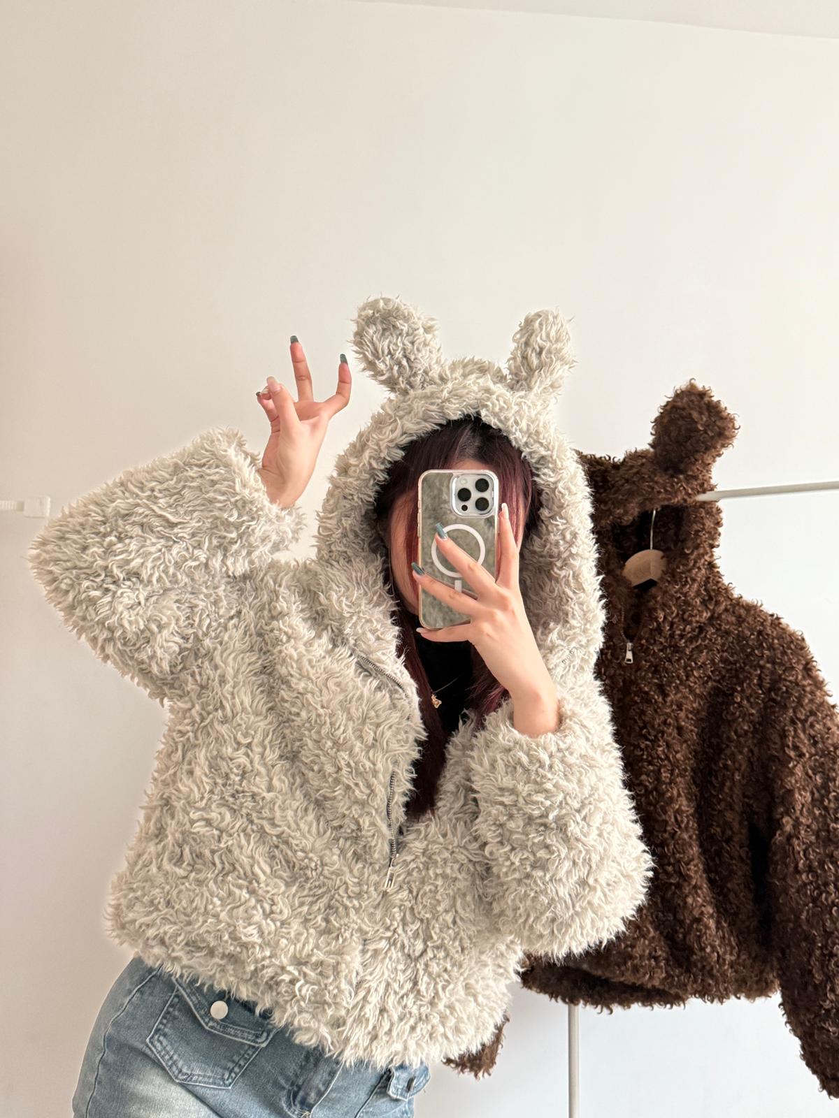 #IS69 Rabbit Ear Fluffy Hoodie - Idiot Sandwich HK - 