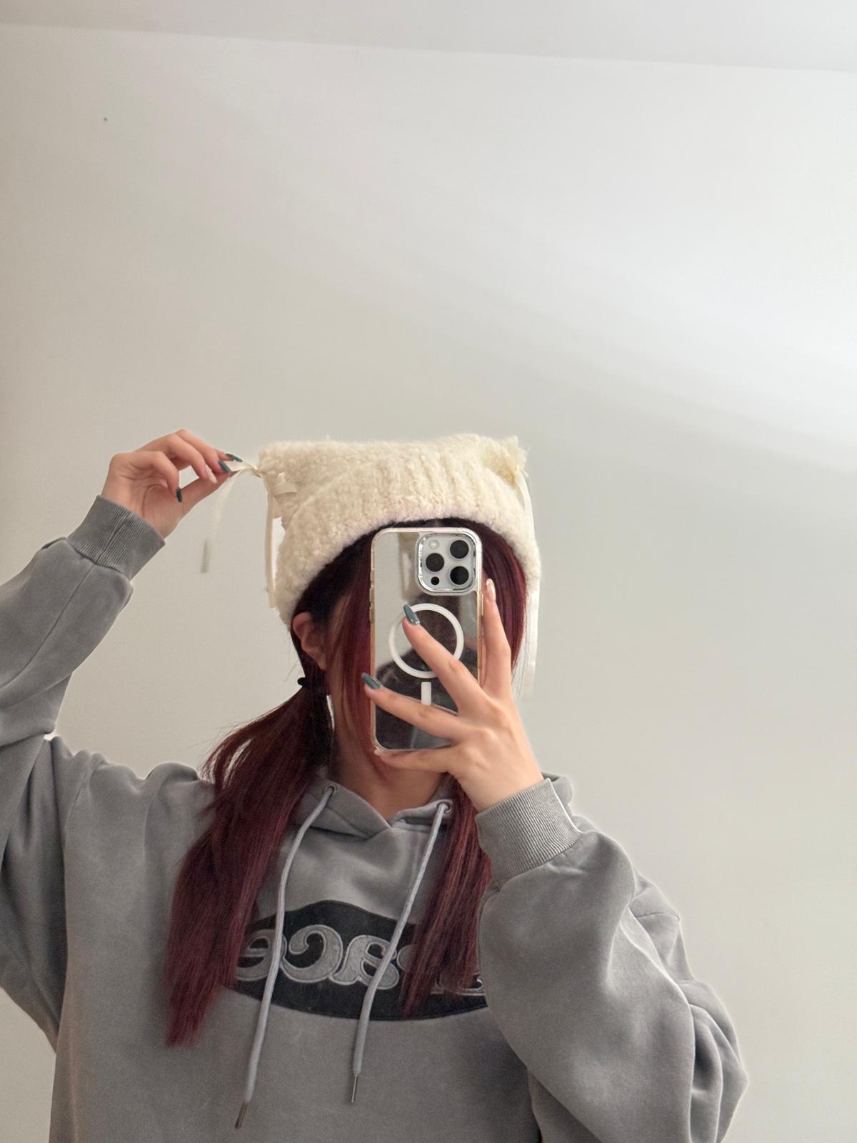 「買一送一」#IS73 Ribbons Cat Ear Beanie - Idiot Sandwich HK - 