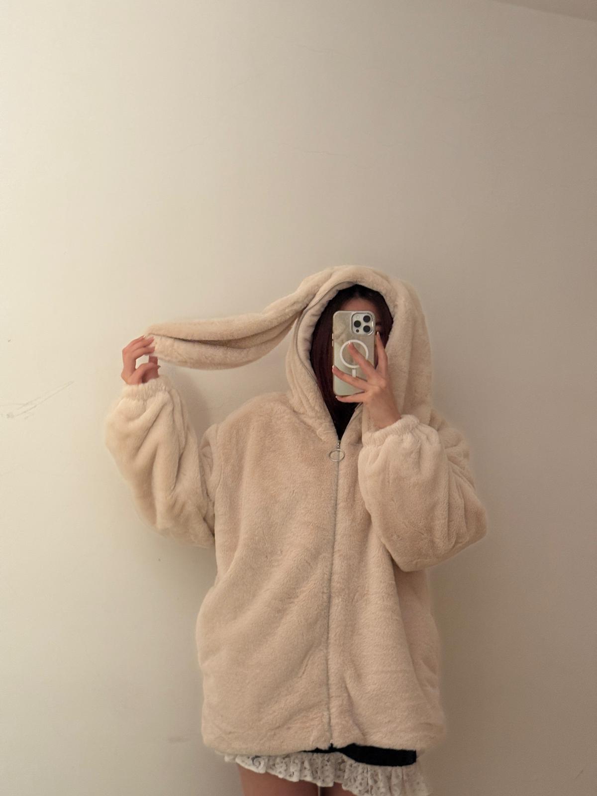 「聖誕最後一波連線」#IS81 Super Cute Fluffy Rabit Zip - up Hoodie - Idiot Sandwich HK - 