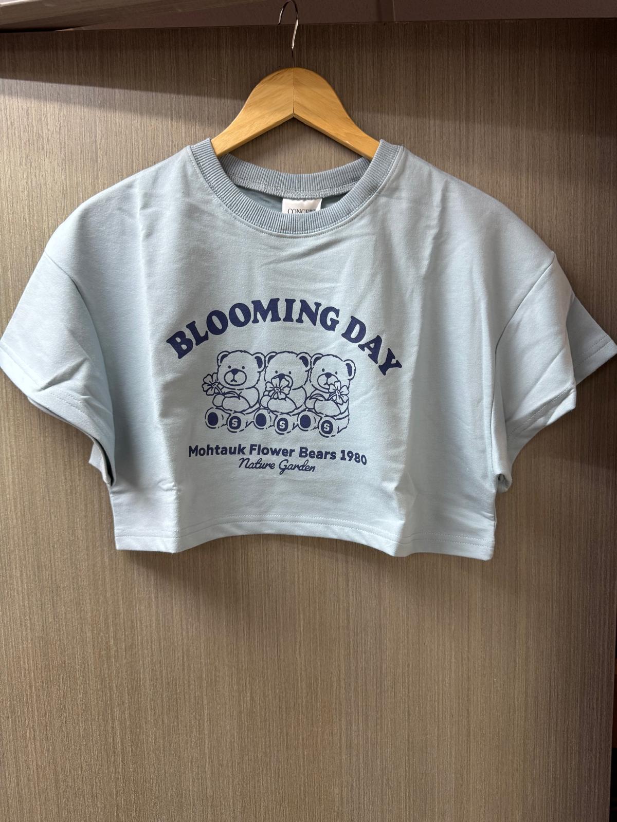 #LP25 Blooming Bear Cropped T-shirt - Idiot Sandwich Apparel Limited - 