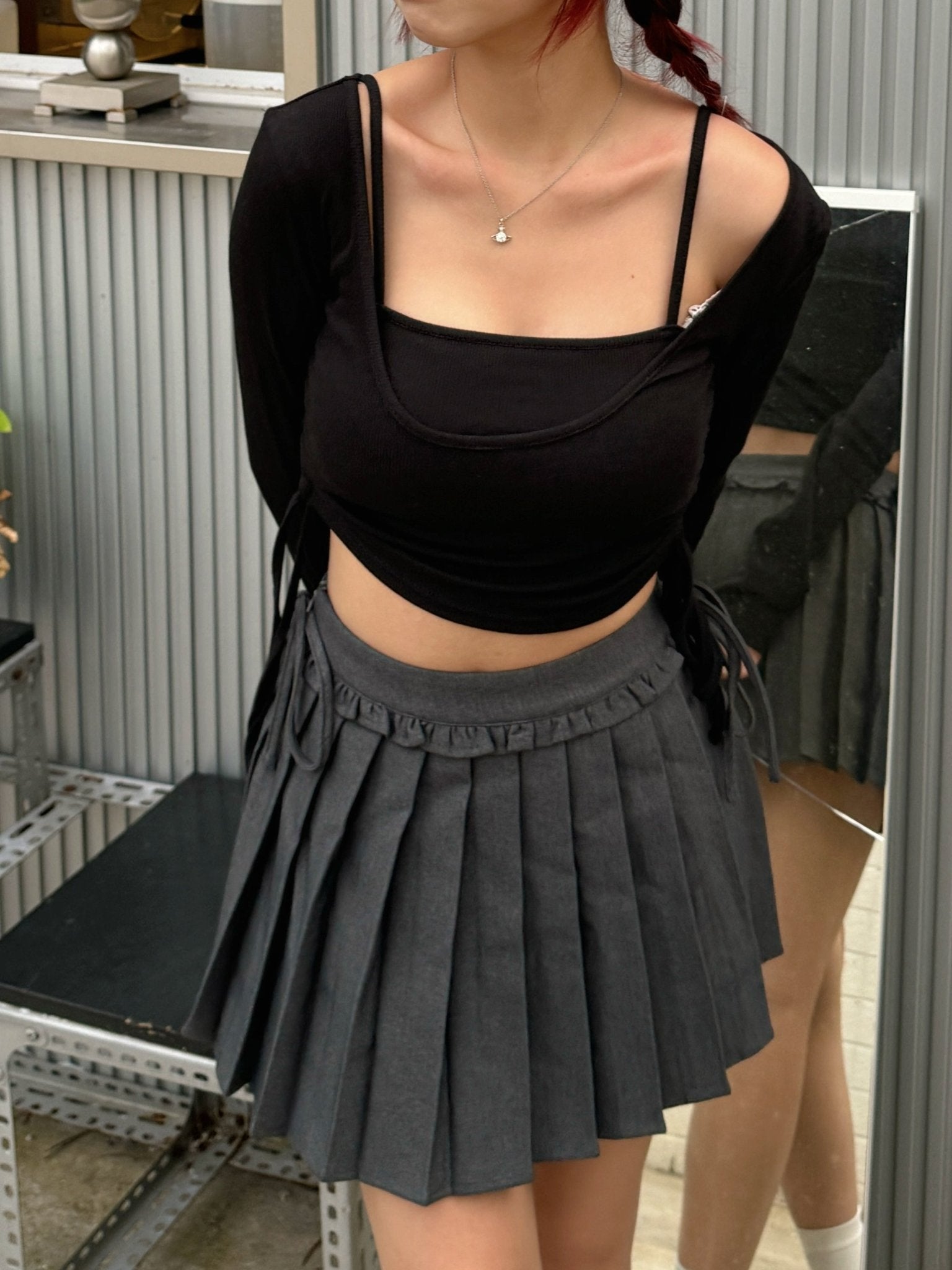 #MD14 Ribbon Pleated Skirt - Idiot Sandwich HK - 