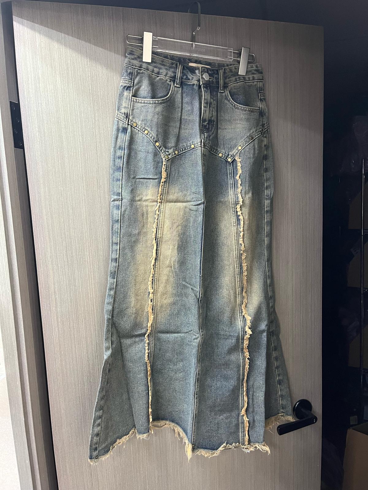 #MD64 Stone Wash Denim Skirt - Idiot Sandwich Apparel Limited - 