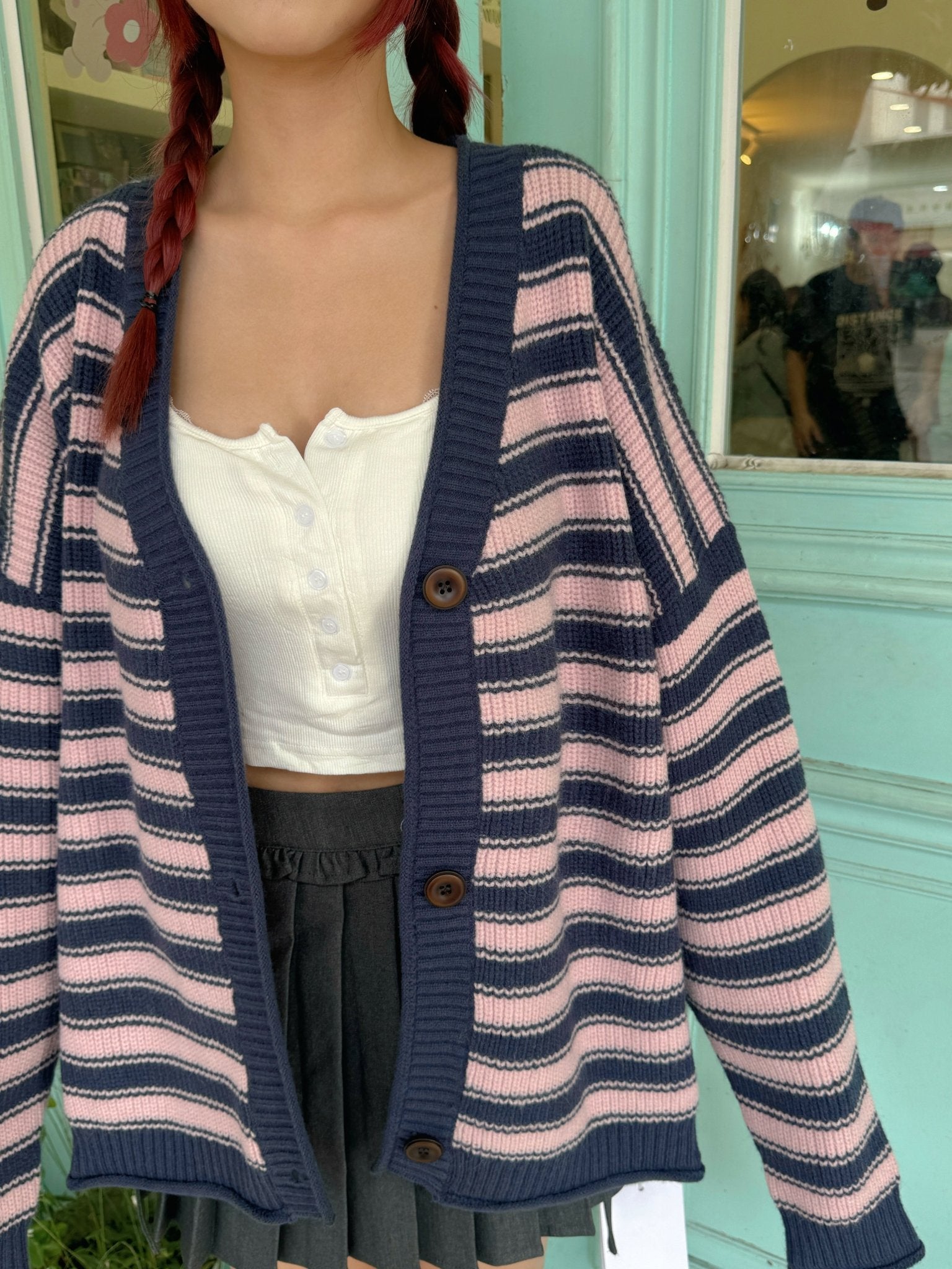 #MZ01 Stripe Berry Cardigan - Idiot Sandwich HK - 