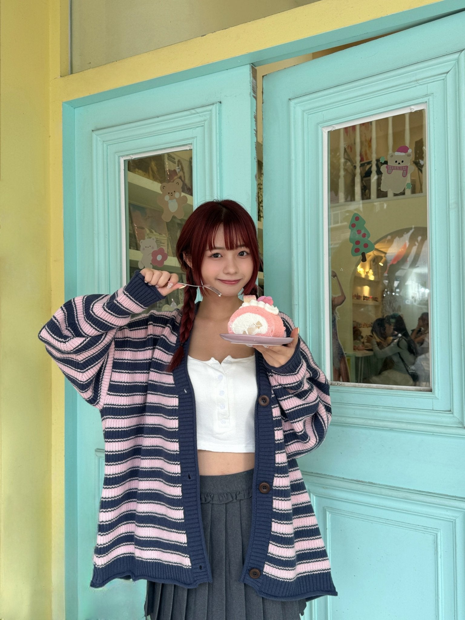 #MZ01 Stripe Berry Cardigan - Idiot Sandwich HK - 