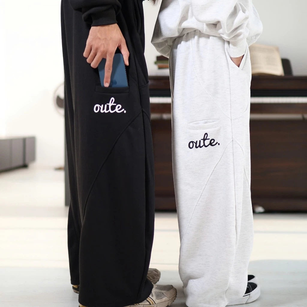 #VNOU04 Classic Double-Layer Fleece Wide-Leg Pants