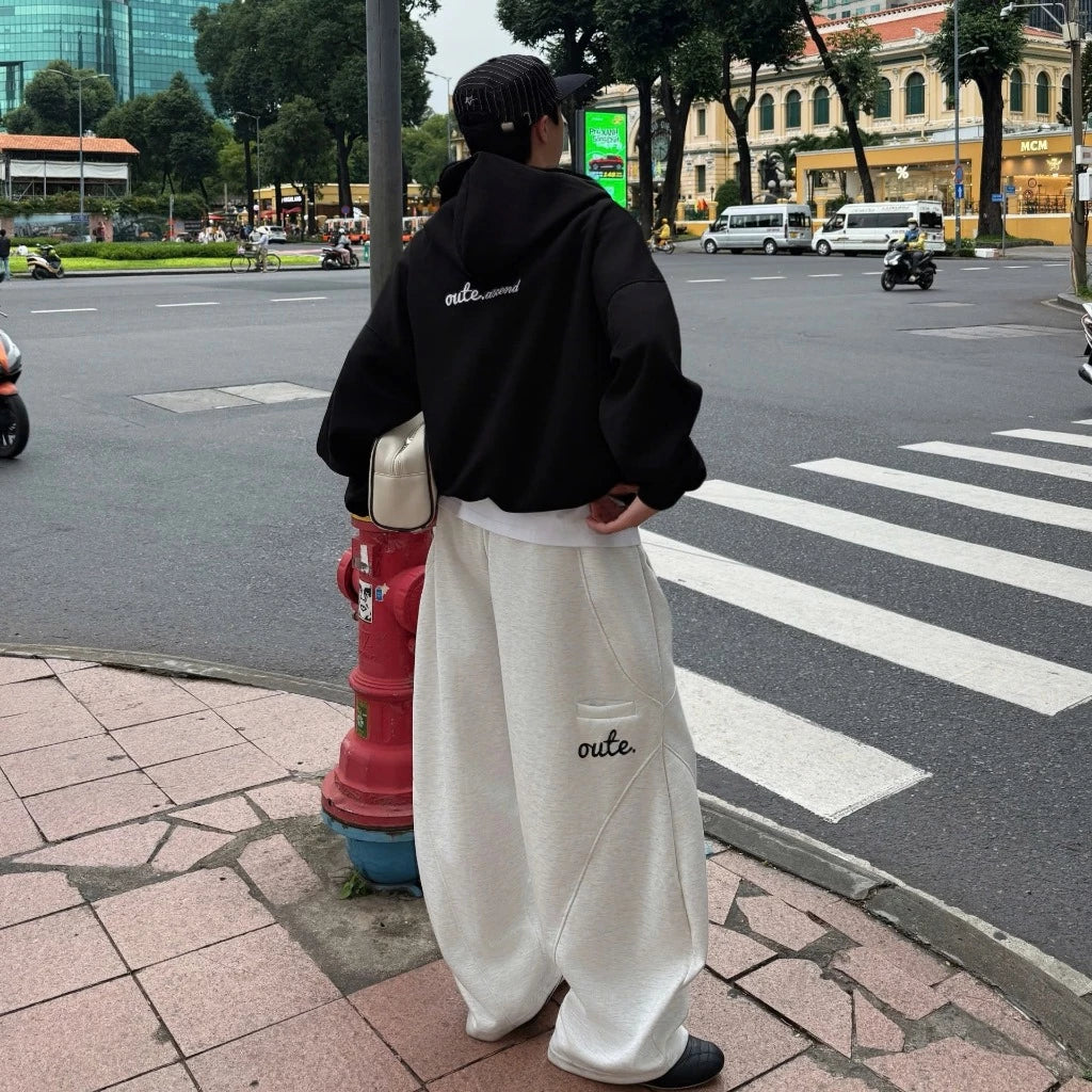 #VNOU04 Classic Double-Layer Fleece Wide-Leg Pants