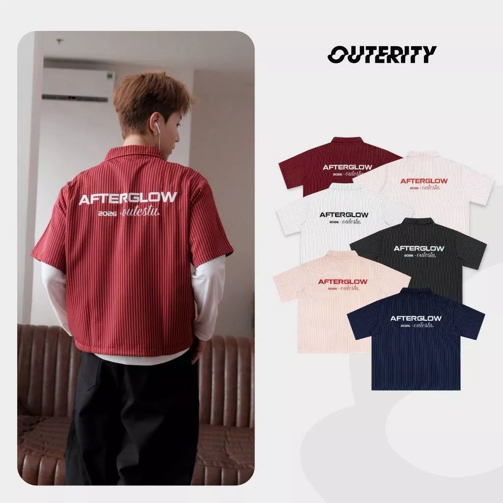 #VNOU05  Afterglow Striped Short-Sleeve Shirt