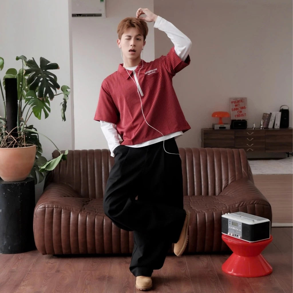 #VNOU05  Afterglow Striped Short-Sleeve Shirt