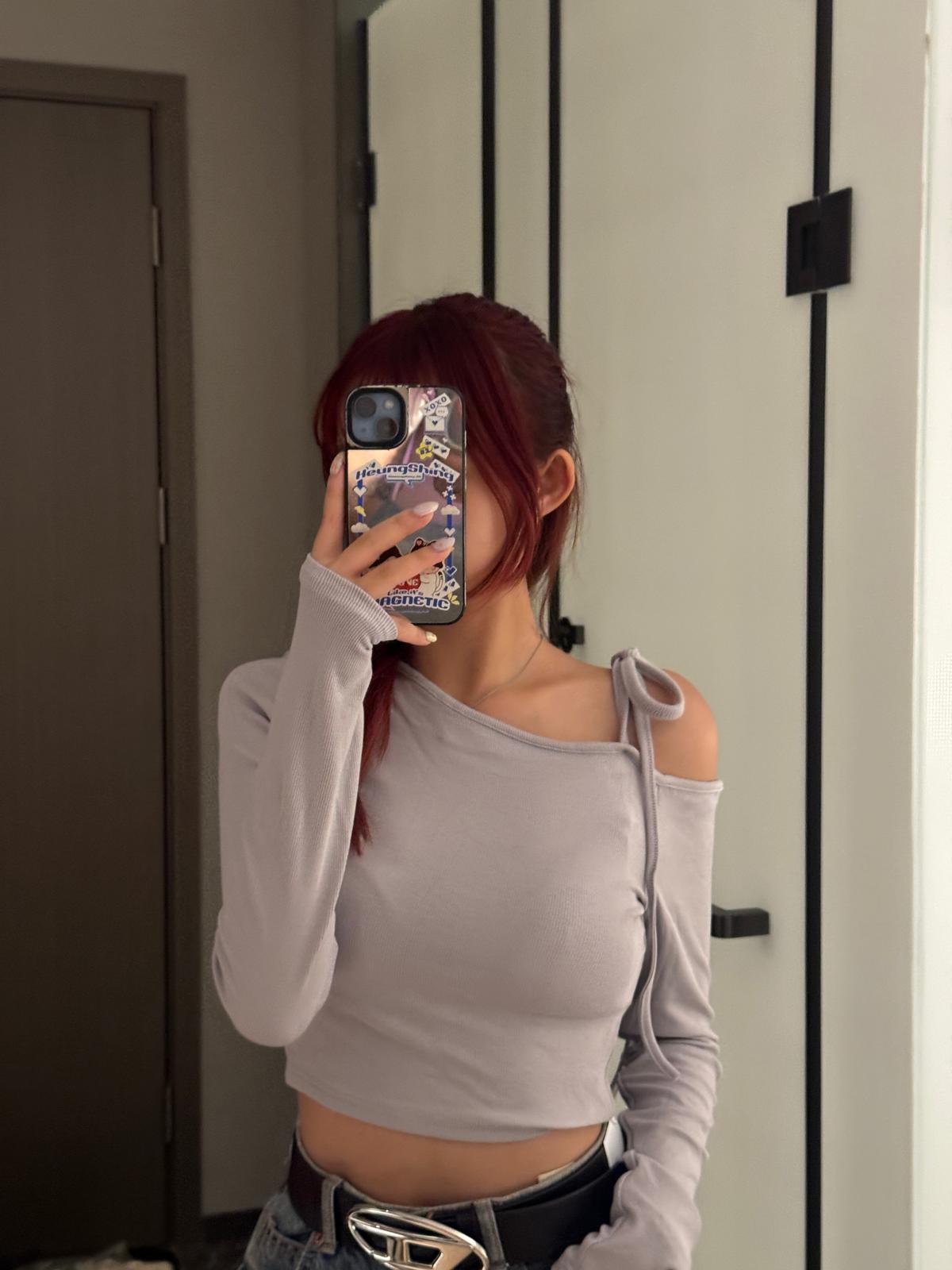 #YJ10 Off - Shoulder Tie Top - Idiot Sandwich HK - 