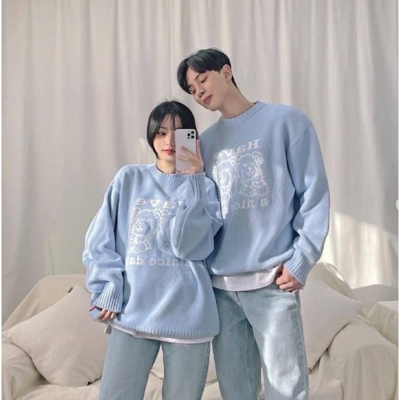 #C55 Have a nice day Bear Couples Sweater - Idiot Sandwich HK-