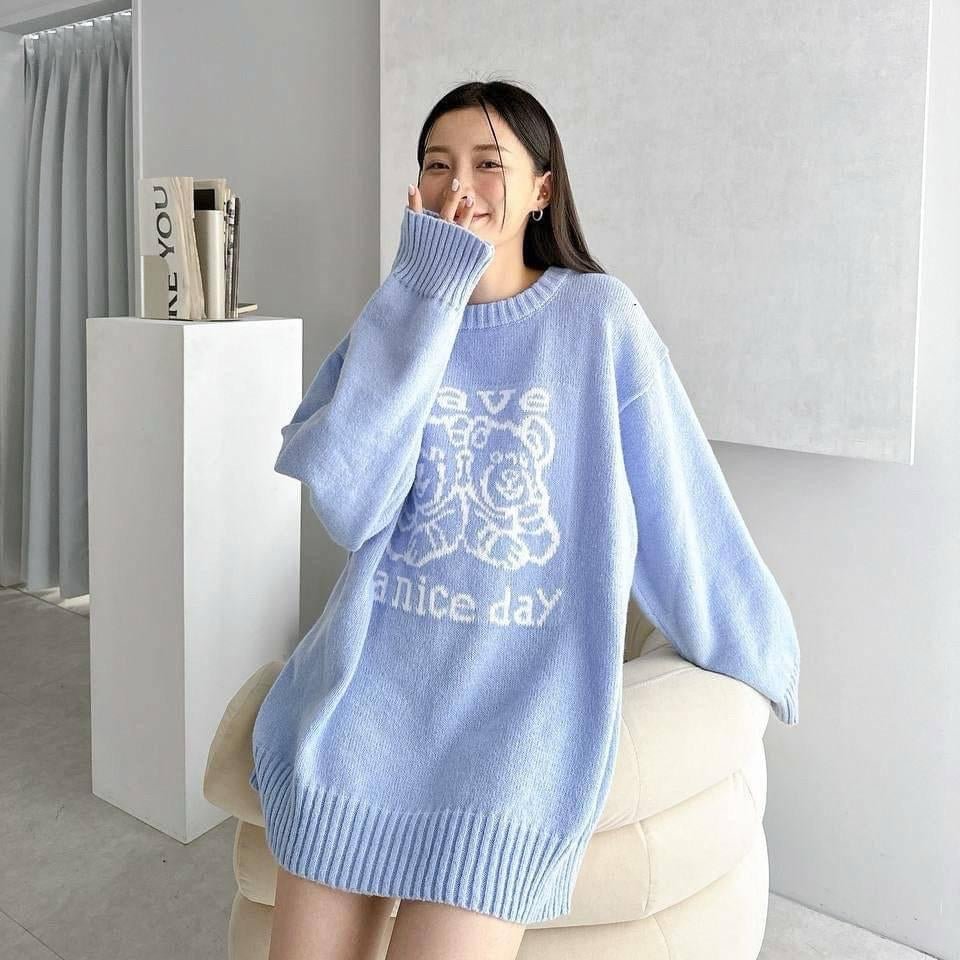 #C55 Have a nice day Bear Couples Sweater - Idiot Sandwich HK-