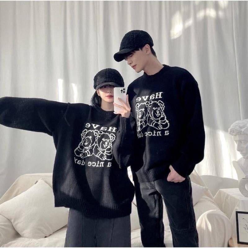 #C55 Have a nice day Bear Couples Sweater - Idiot Sandwich HK-