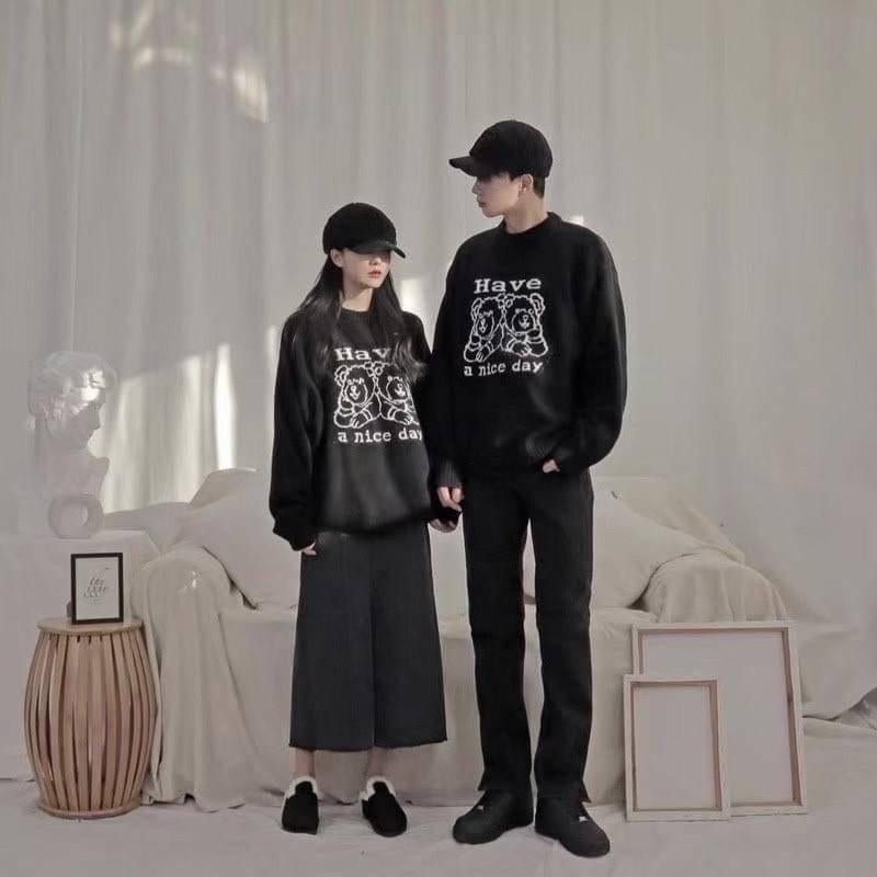 #C55 Have a nice day Bear Couples Sweater - Idiot Sandwich HK-