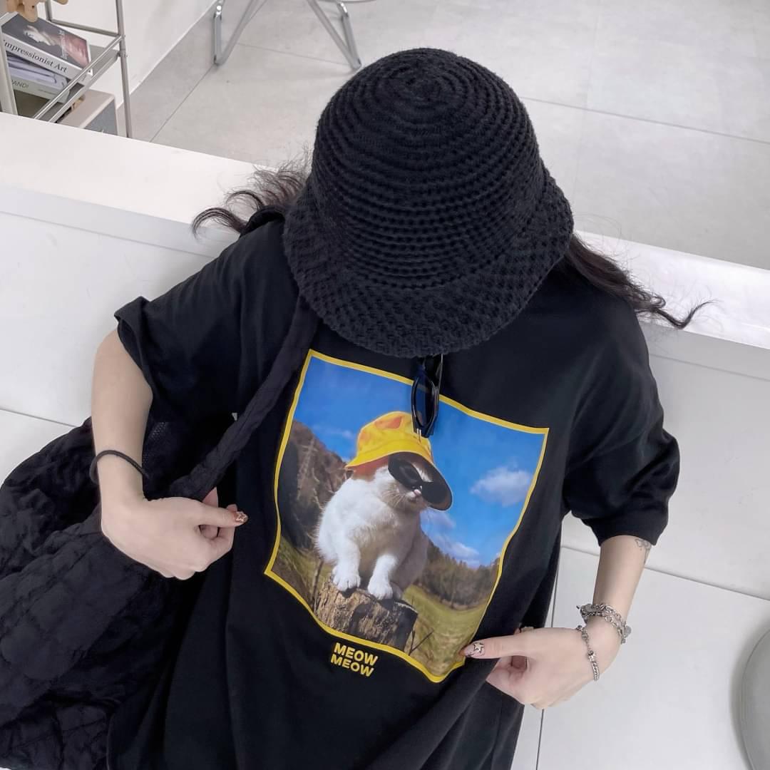 #TX14 韓國 Sunglasses cat T-Shirt - Idiot Sandwich HK-