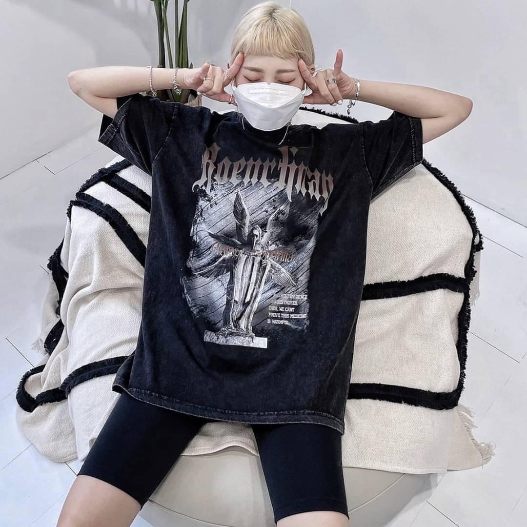 #X02 復古洗水天使死神T-shirt - Idiot Sandwich HK-